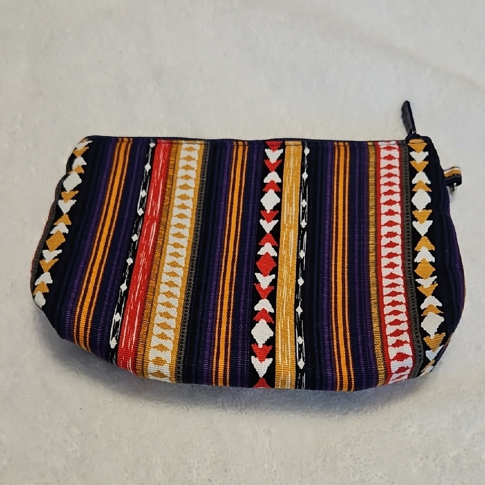 Purple and Red Geometric Cosmetic Bag with Zipper Closure - Picture 2 of 5
